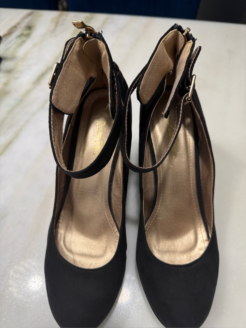 Dream Pairs Black Faux Suede Closed Toe Wedges Rear Zip